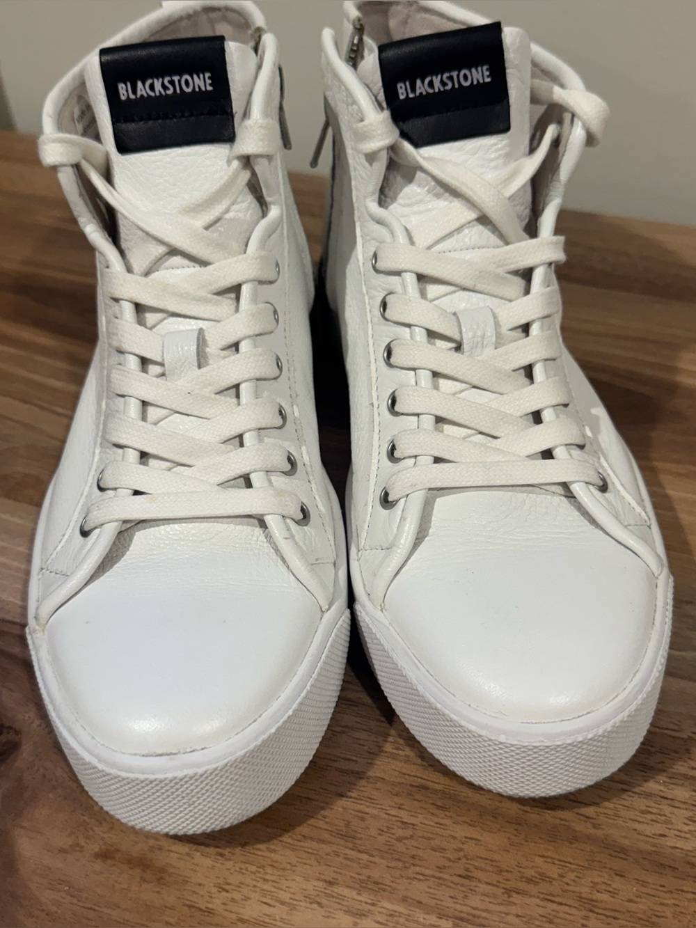 Blackstone PL-70 White Leather High Top Sneakers Size 39